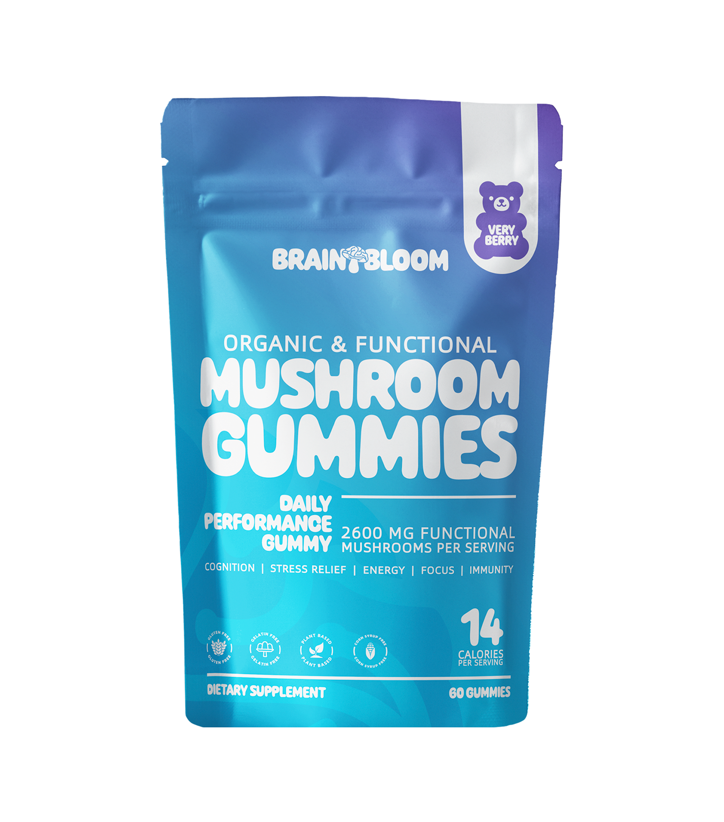 BrainBloom Daily Performance Mushroom Gummies – Very Berry