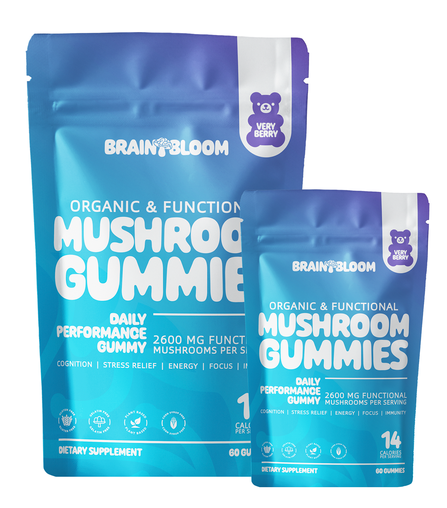 BrainBloom Daily Performance Mushroom Gummies – Very Berry